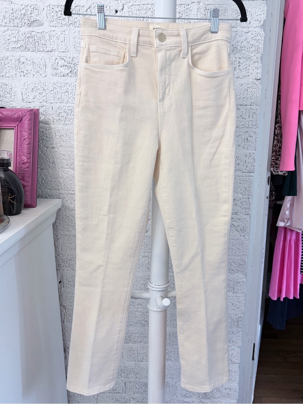 L’agence Mira Cropped Cream Bootcut Jeans - Women's 25 - Picture 3 of 7